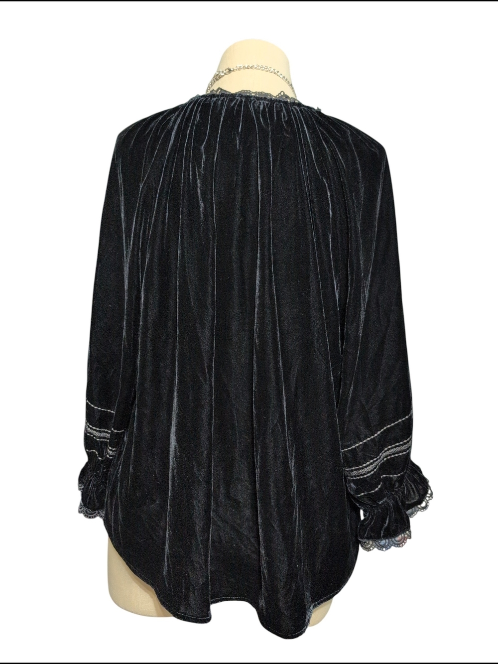 Nwt Democracy Black Velvet Tunic Top Lace Soft Casual Career Black Dress 1X - Picture 5 of 9